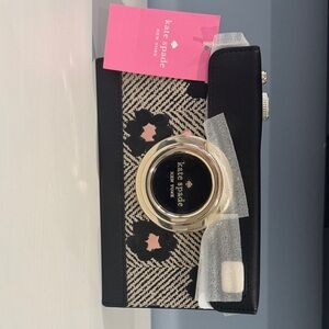 kate spade Black, Pink & Cream Floral Clutch with Gold Accent